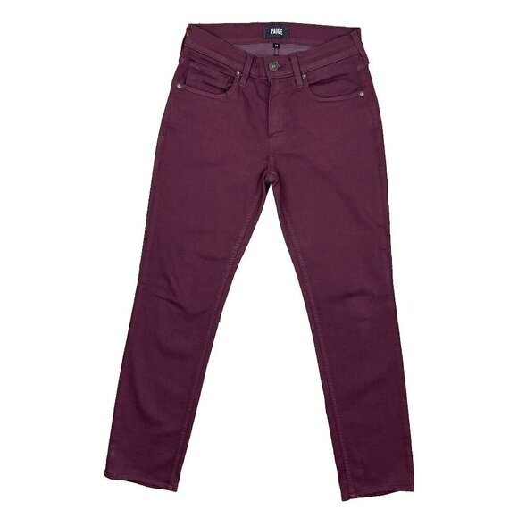 PAIGE Lennox Slim Fit Five Pockets Red Bordeaux Velvet Pants Size 28 - Picture 7 of 12